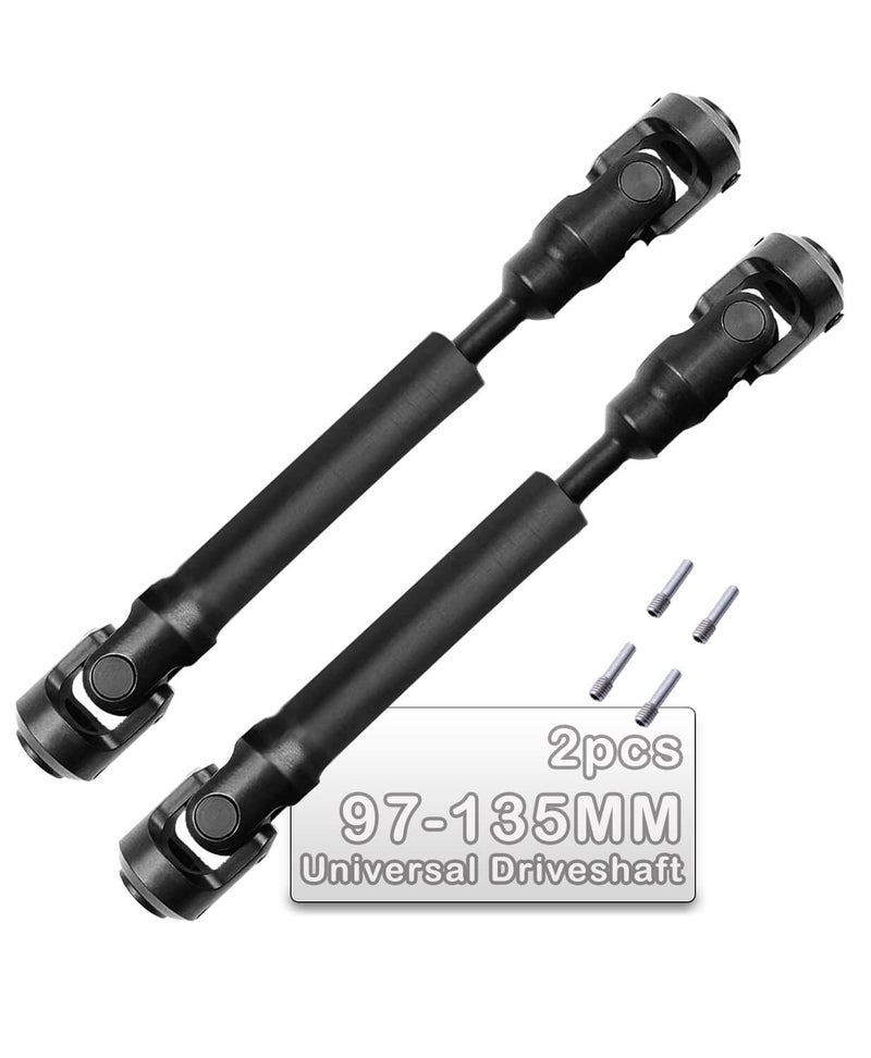 ARRCat 2PCS 97-135MM Universal Drive Shaft RC Upgrades for 1/10 Axial SCX10 SCX10-II Redcat D90 Gen7 /Pro RC4WD GEN8 RC Crawler,RC Upgrade Parts Hop-Ups,Steel Full Metal Drive Shaft,Black (97-135 MM,2PCS) - Image 1